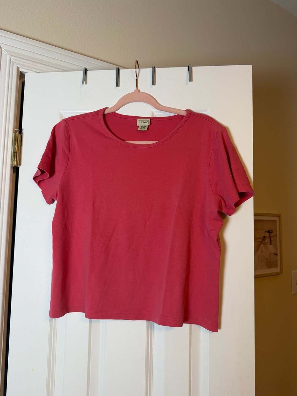 Vintage L.L. Bean Solid Pink Short Sleeve Crew Neck T-Shirt Medium Regular